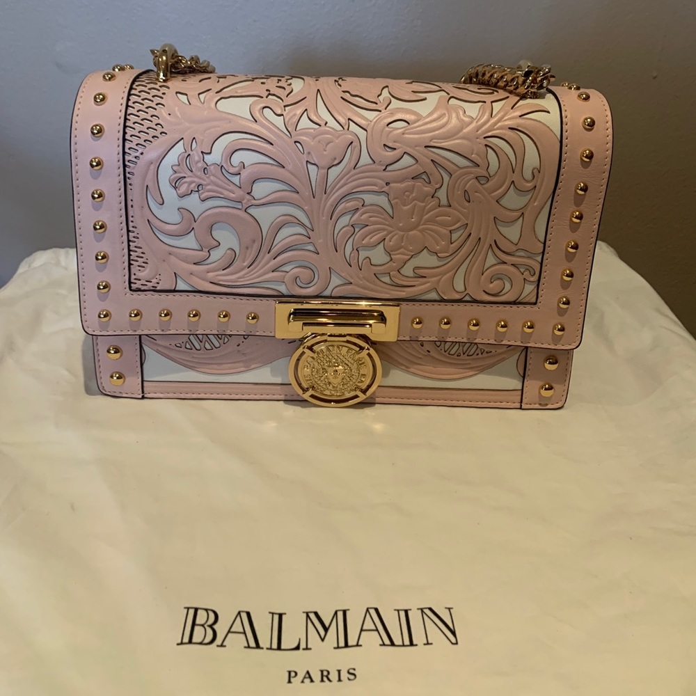 Brand new. Balmain cutout leather shoulder bag